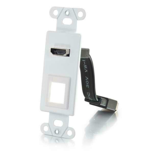 Cb Distributing Hdmi Pass Through Decora Style Wall Plate With One Keystone - White ST131889